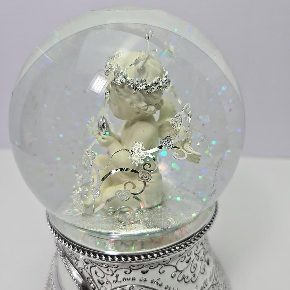 THINGS REMEMBERED Religious Made with Love Cherub Musical Snow Globe, Plavs Pach - Picture 7 of 14